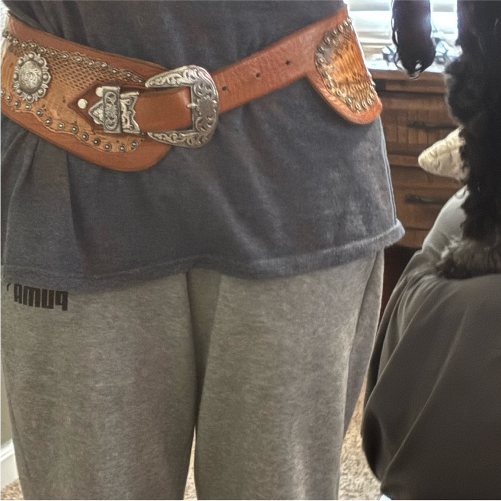 Tribe America Gold Leather Belt - Picture 2 of 6